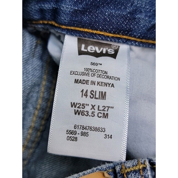 Levis 569 Jeans Mens 25x27 (24x26) Loose Slim Baggy Straight Blue Cotton Mid - Picture 10 of 13